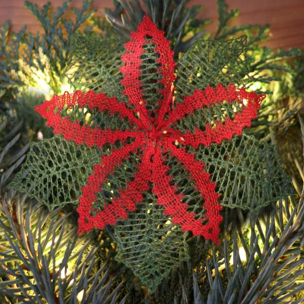 518 Klöppelbrief "Weihnachtsstern" in 3D-Optik zum Aufhängen